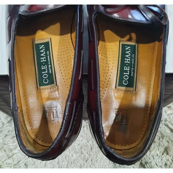 Cole Haan Hand Made In Maine Horween Leather Tassel Kiltie Loafers Ox blood 8.5 - Picture 9 of 16